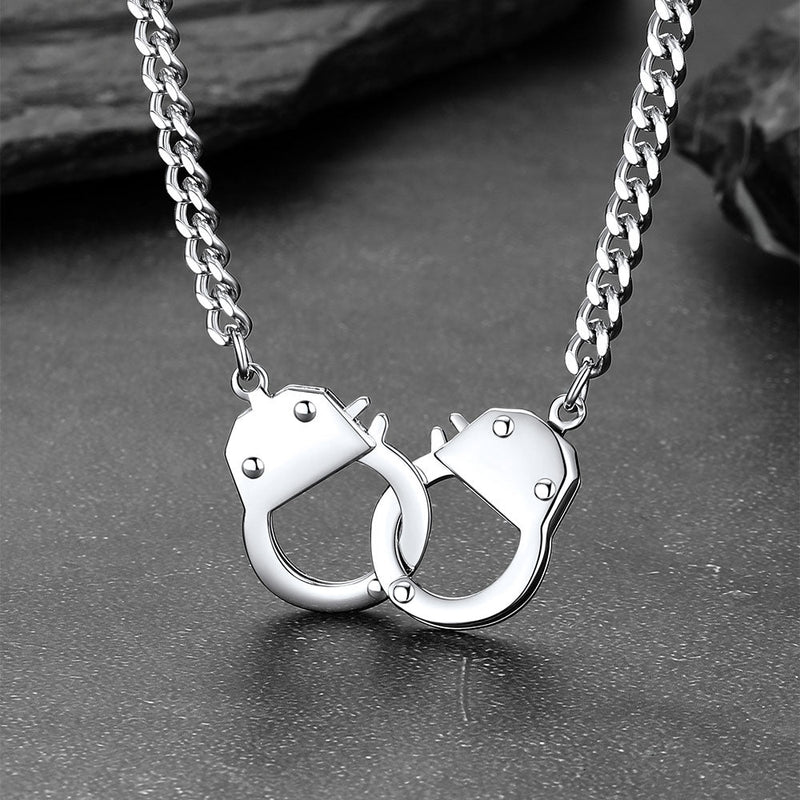 Gothic Punk Handcuff Necklace & Bracelet Jewelry Set for