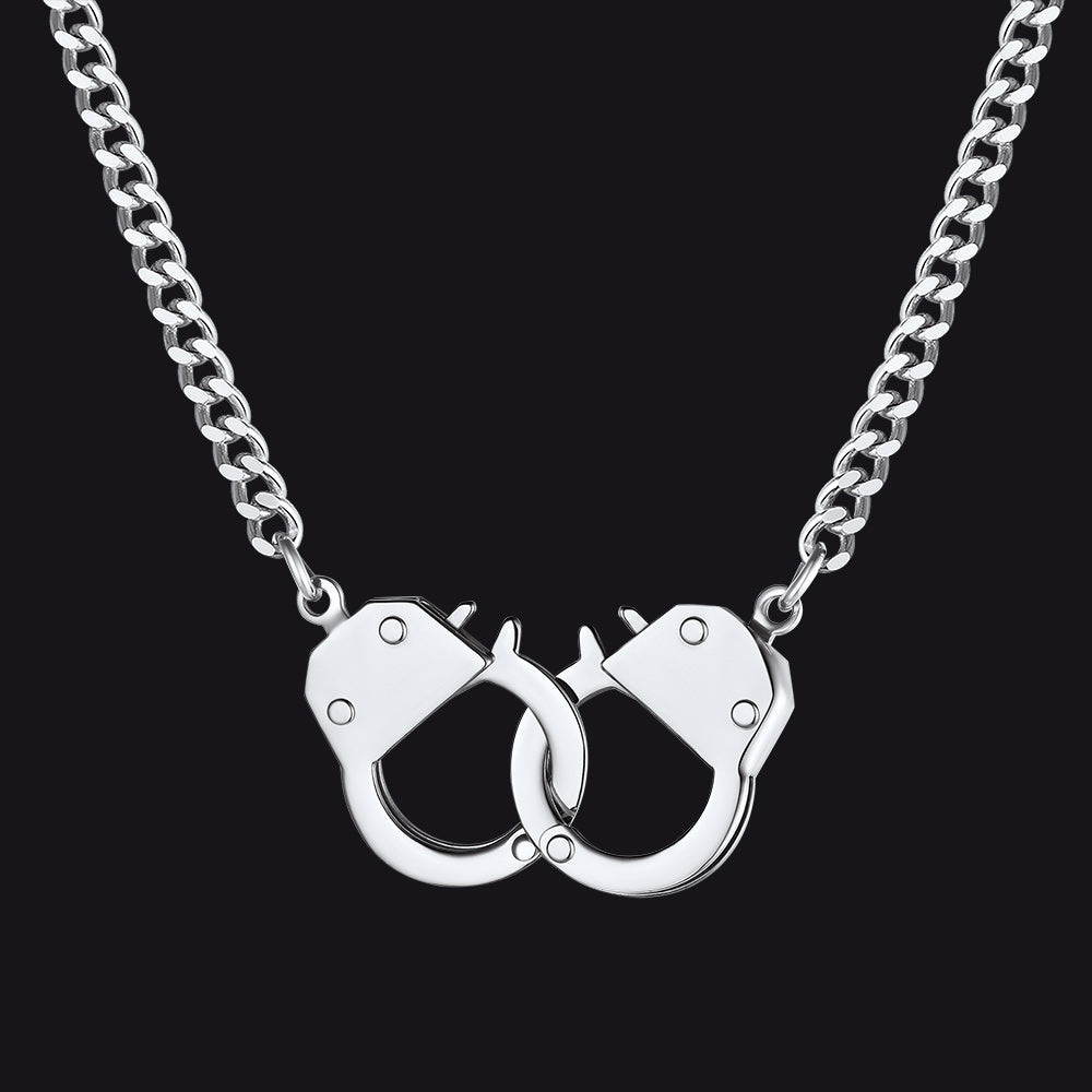 Punk Handcuff Necklace for , Partners in Crime Cuban Link Chain