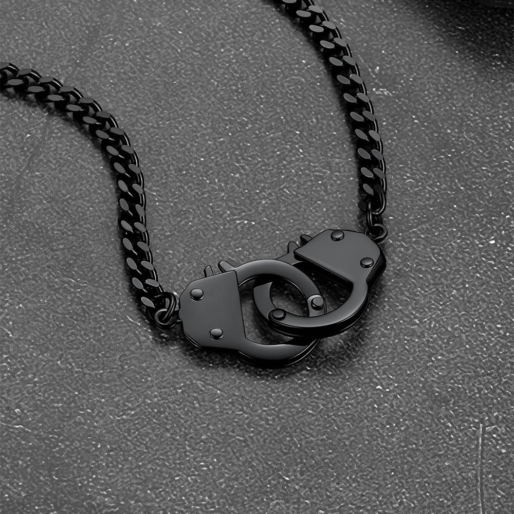 Punk Handcuff Necklace for , Partners in Crime Cuban Link Chain