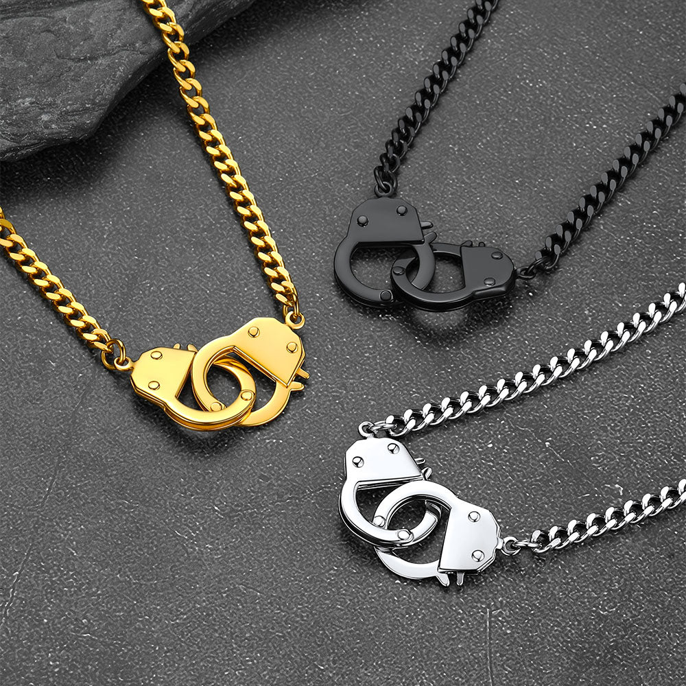 Punk Handcuff Necklace for , Partners in Crime Cuban Link Chain