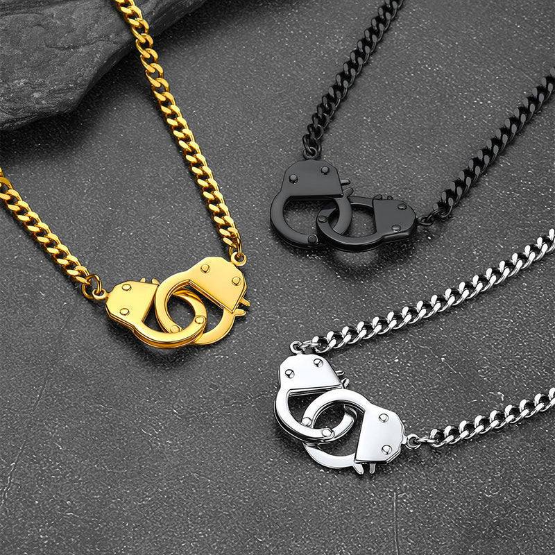 Punk Handcuff Necklace for , Partners in Crime Cuban Link Chain