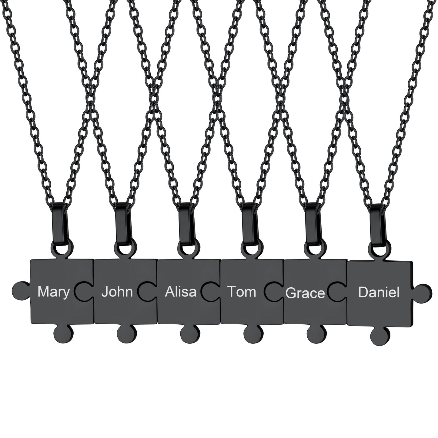 Custom Puzzle Piece Matching Pendant Necklaces Set for Family Best Friends