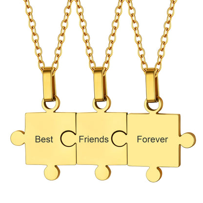 Custom Puzzle Piece Matching Pendant Necklaces Set for Family Best Friends