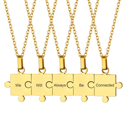 Custom Puzzle Piece Matching Pendant Necklaces Set for Family Best Friends