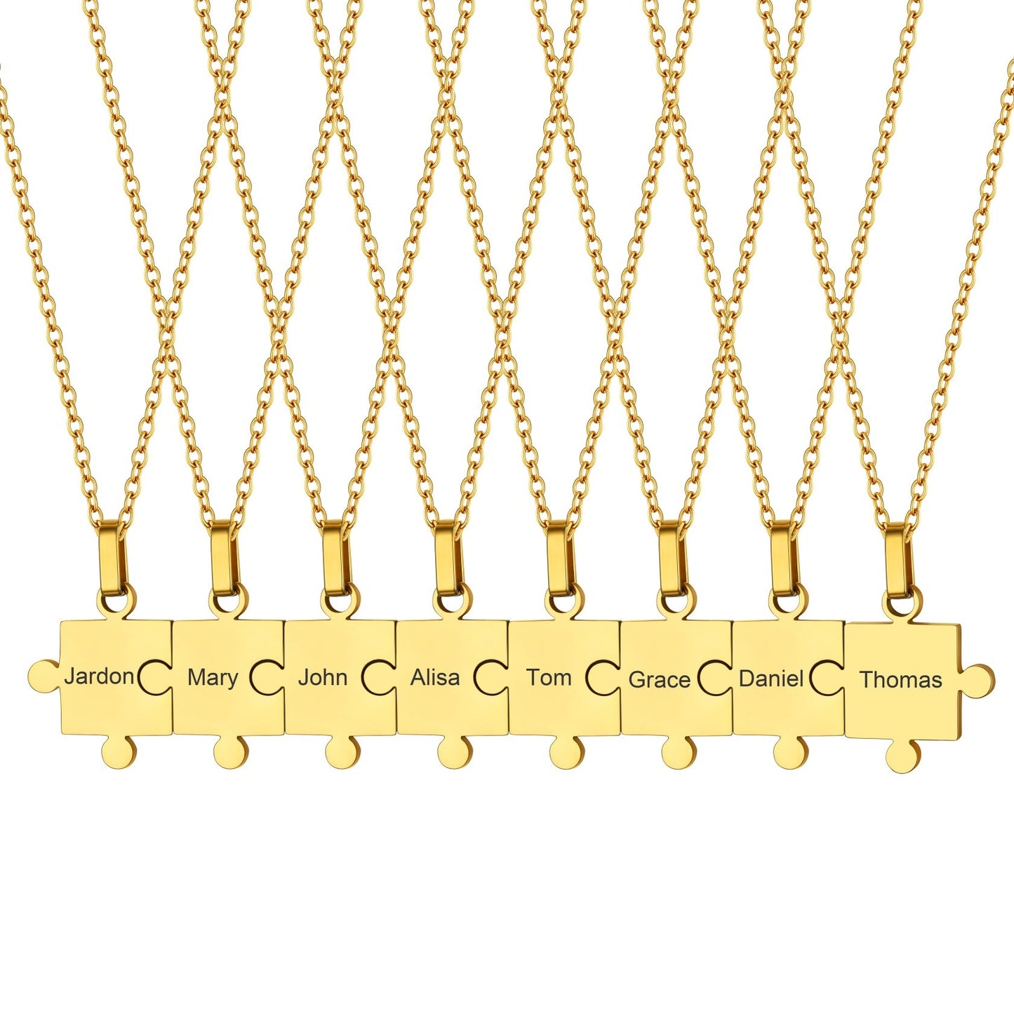Custom Puzzle Piece Matching Pendant Necklaces Set for Family Best Friends