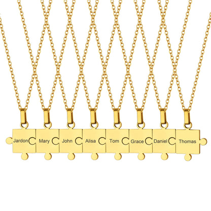 Custom Puzzle Piece Matching Pendant Necklaces Set for Family Best Friends