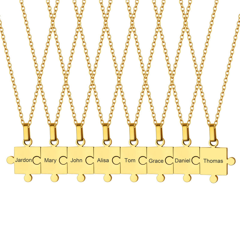 Custom Puzzle Piece Matching Pendant Necklaces Set for Family Best Friends