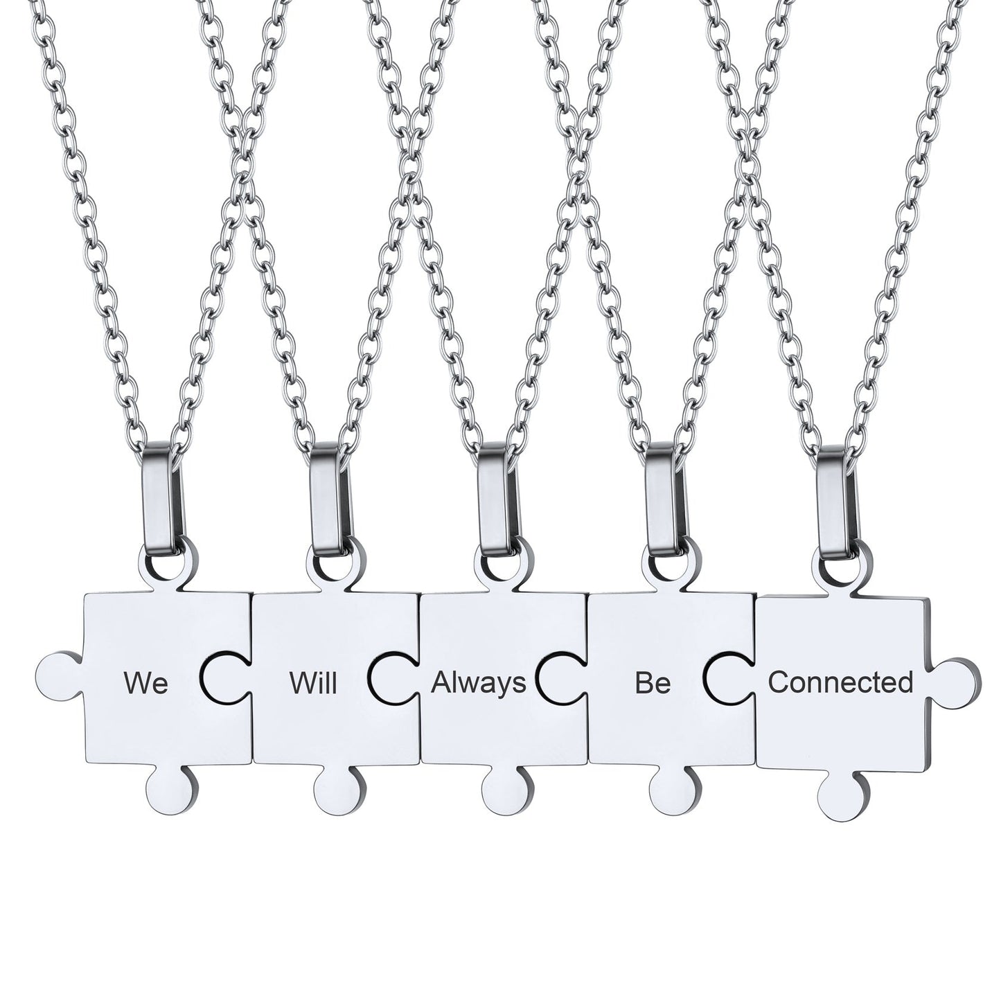 Custom Puzzle Piece Matching Pendant Necklaces Set for Family Best Friends