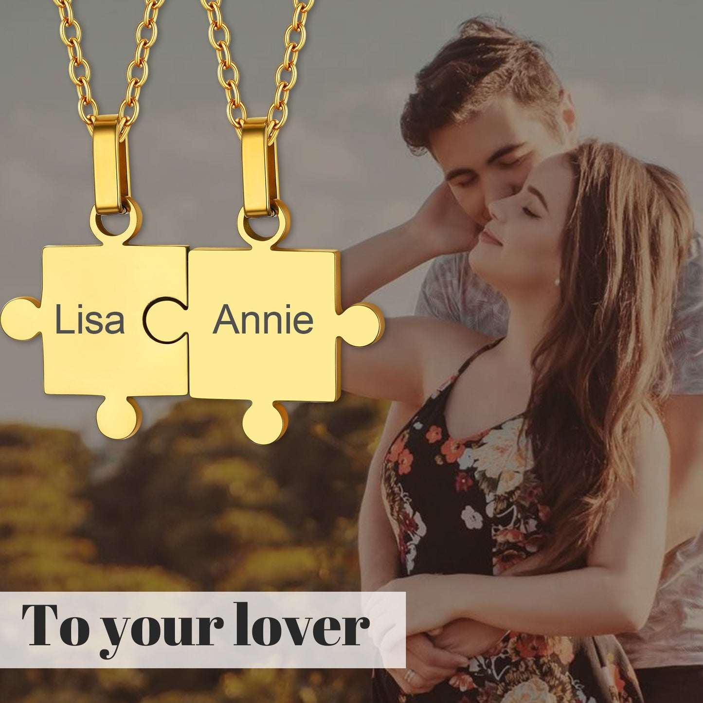 Custom Puzzle Piece Matching Pendant Necklaces Set for Family Best Friends