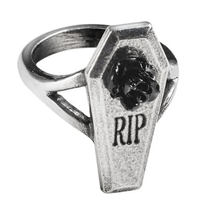 Rip Black Rose Coffin Ring by Alchemy Gothic