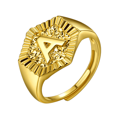 Faithheart Initial Signet Ring for Wedding Band