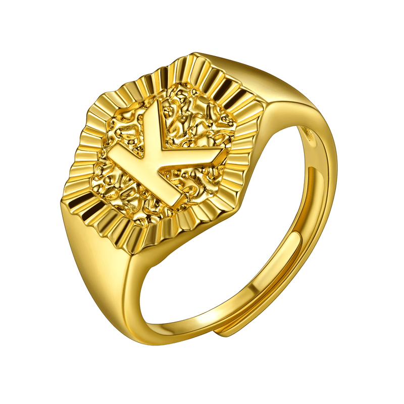 Faithheart Initial Signet Ring for Wedding Band
