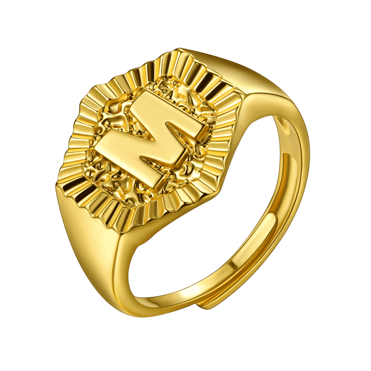 Faithheart Initial Signet Ring for Wedding Band