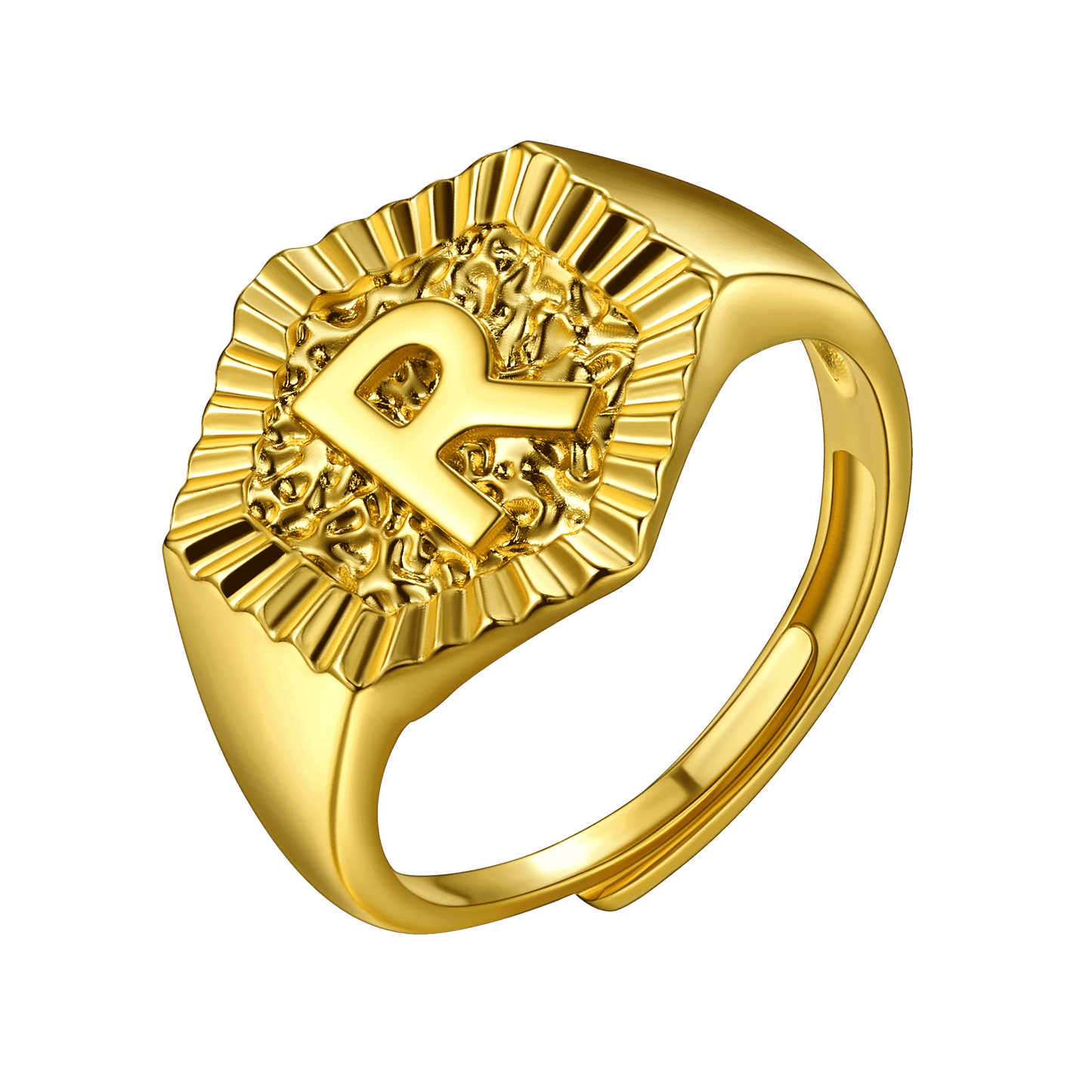 Faithheart Initial Signet Ring for Wedding Band