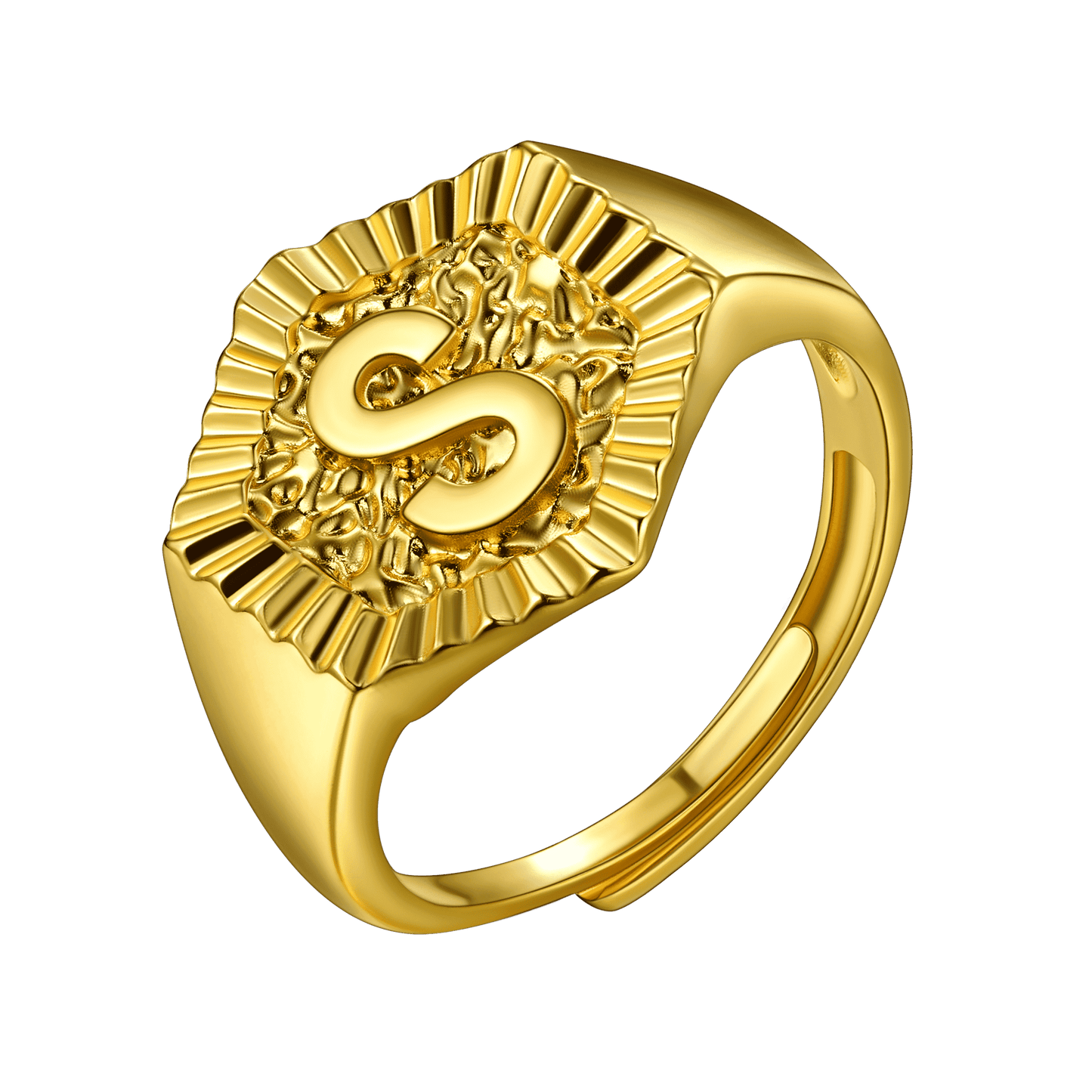 Faithheart Initial Signet Ring for Wedding Band