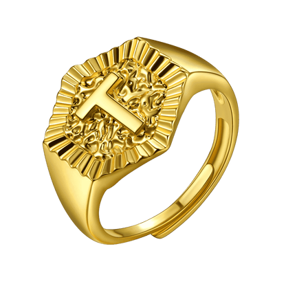 Faithheart Initial Signet Ring for Wedding Band