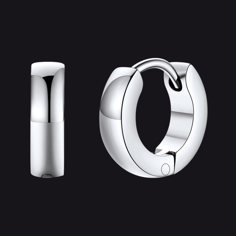 Classic Stainless Steel Huggie Hoop Earrings for