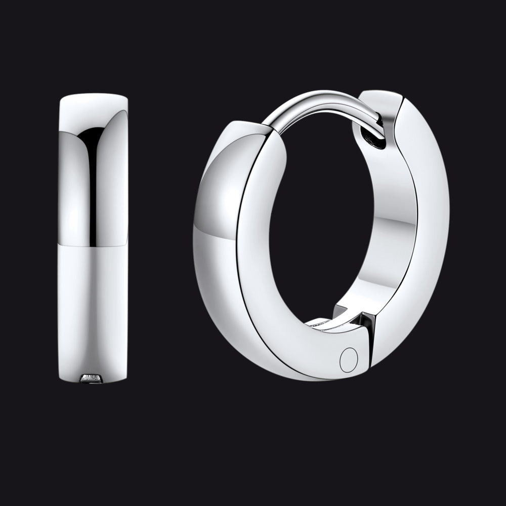 Classic Stainless Steel Huggie Hoop Earrings for