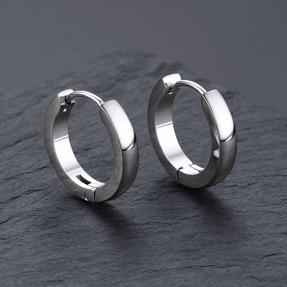 Classic Stainless Steel Huggie Hoop Earrings for