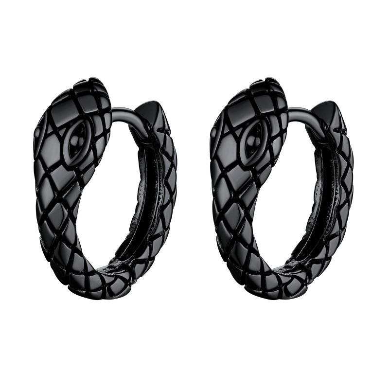 Gothic Snake Huggie Hoop Earrings for