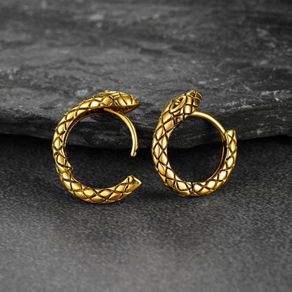 Gothic Snake Huggie Hoop Earrings for