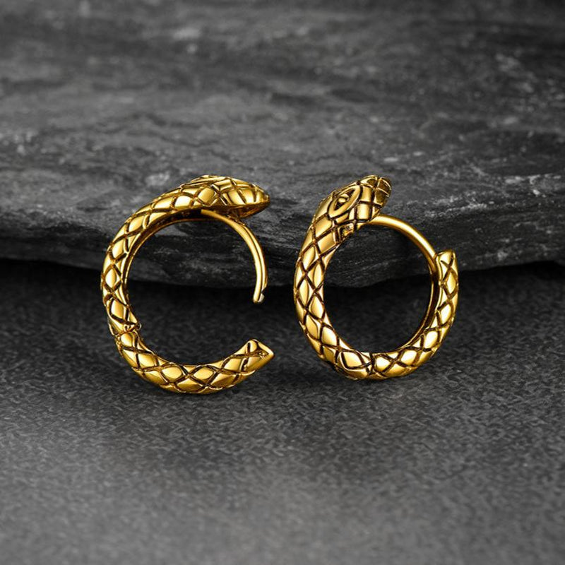 Gothic Snake Huggie Hoop Earrings for