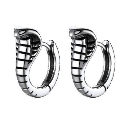 Gothic Punk Snake Hoop Earrings for