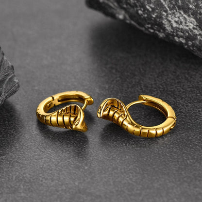 Gothic Punk Snake Hoop Earrings for