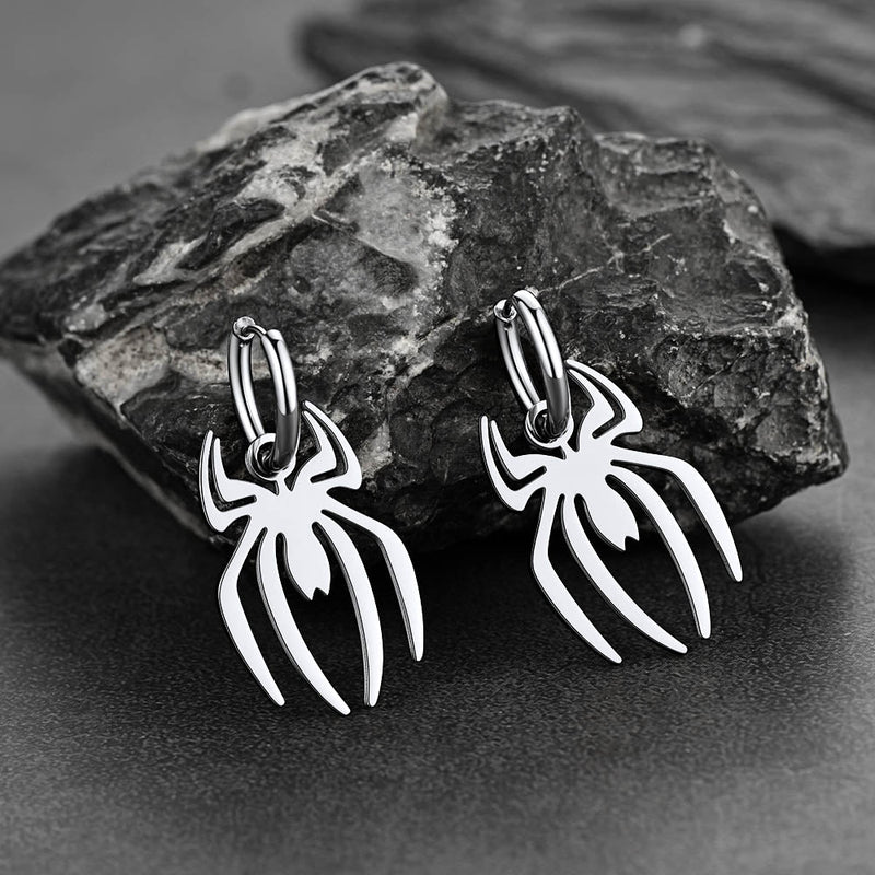 Halloween Spider Drop Hoop Earrings for