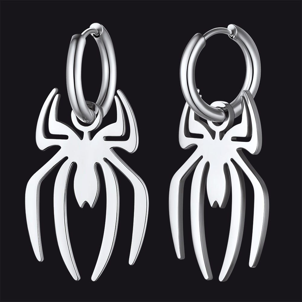Halloween Spider Drop Hoop Earrings for