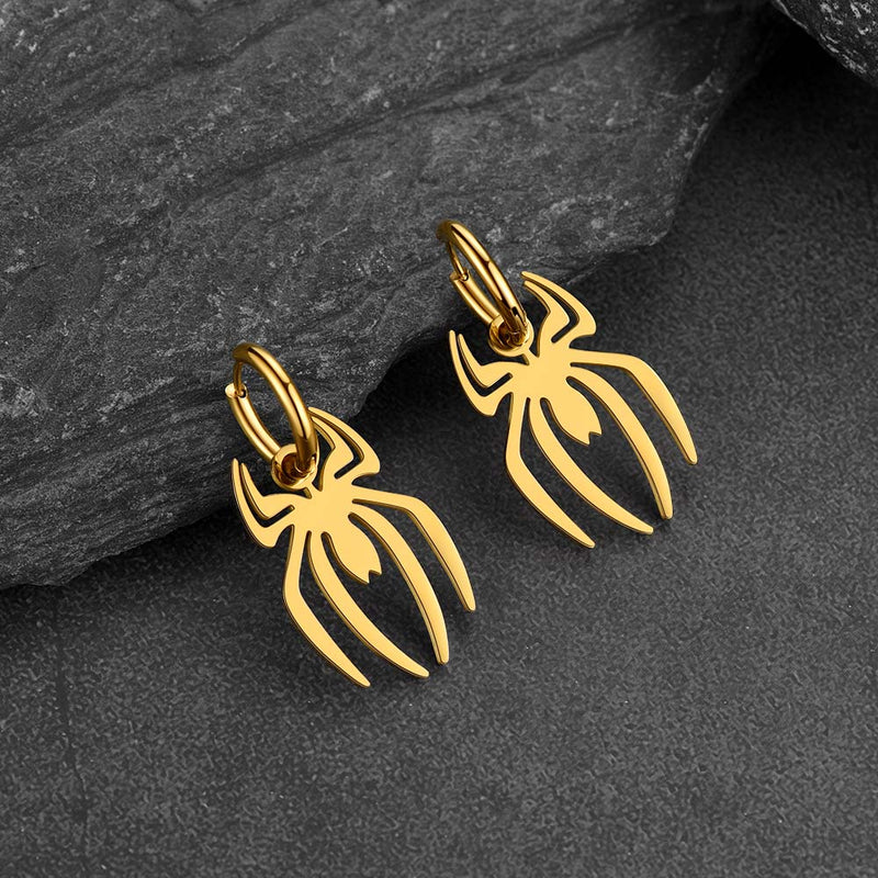 Halloween Spider Drop Hoop Earrings for