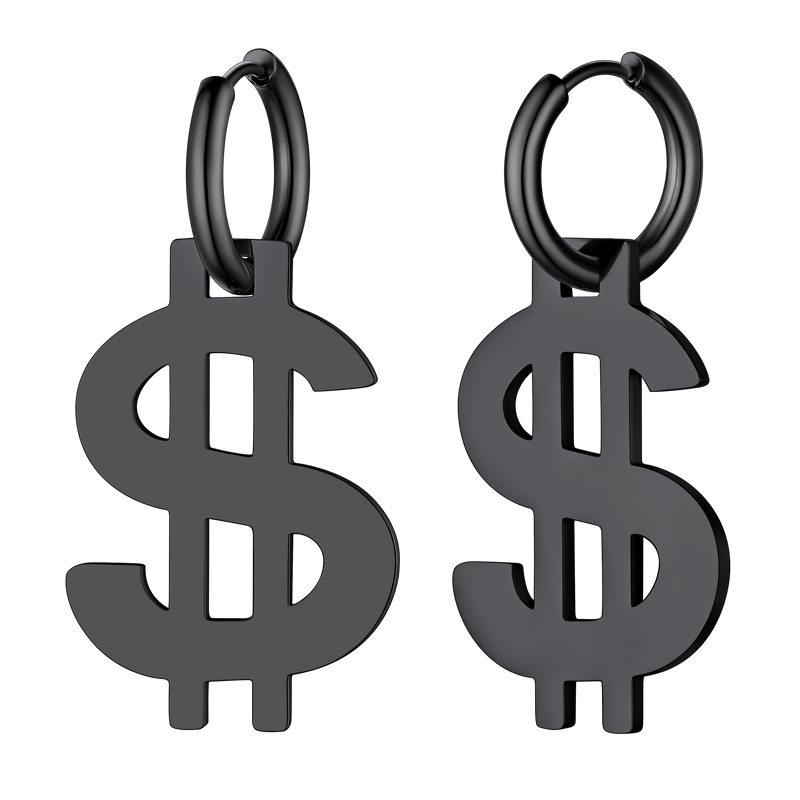 Flash Dollar Sign Dangle Hoop Earrings for