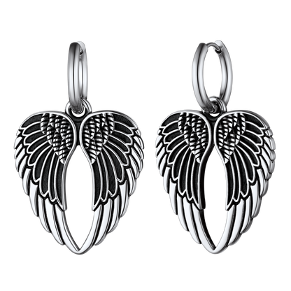 Flash Punk Angel Wing Hoop Dangle Earrings for