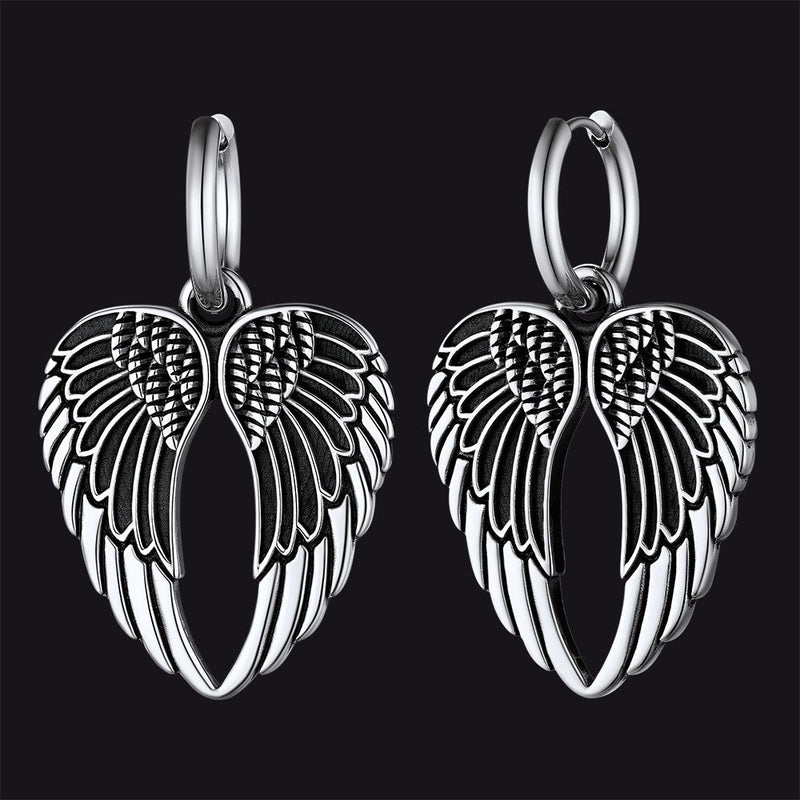 Flash Punk Angel Wing Hoop Dangle Earrings for