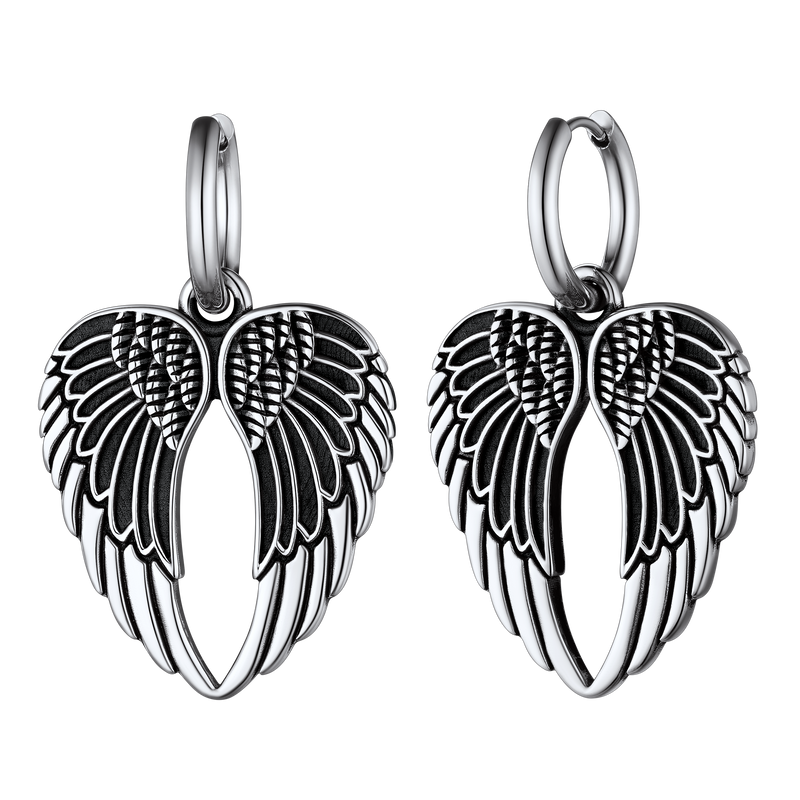 Flash Punk Angel Wing Hoop Dangle Earrings for