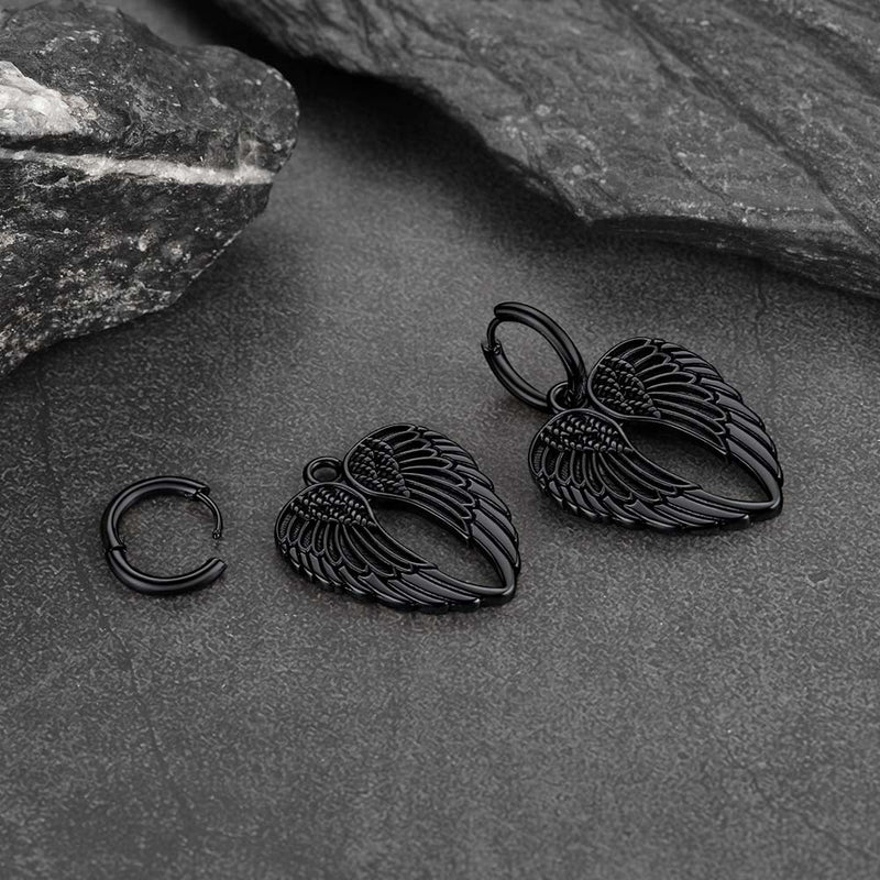 Flash Punk Angel Wing Hoop Dangle Earrings for