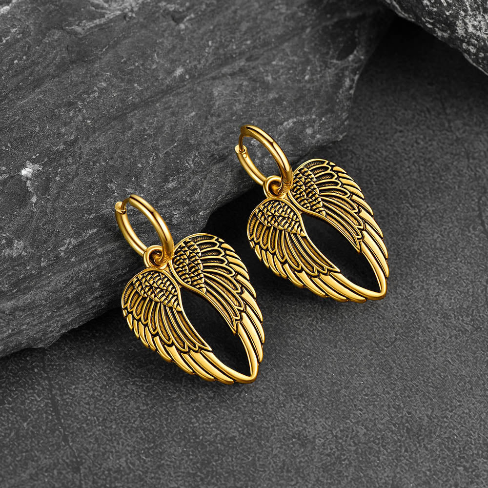 Flash Punk Angel Wing Hoop Dangle Earrings for