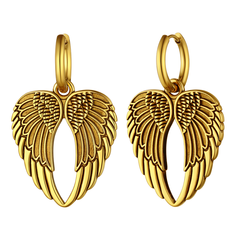 Flash Punk Angel Wing Hoop Dangle Earrings for