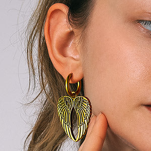 Flash Punk Angel Wing Hoop Dangle Earrings for