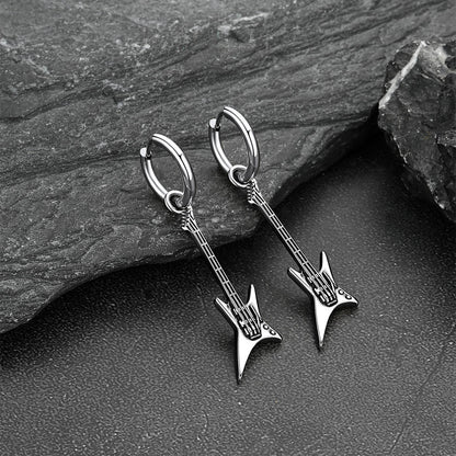 Punk Guitar Hoop Dangle Earrings for