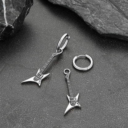 Punk Guitar Hoop Dangle Earrings for