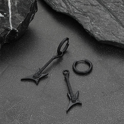 Punk Guitar Hoop Dangle Earrings for