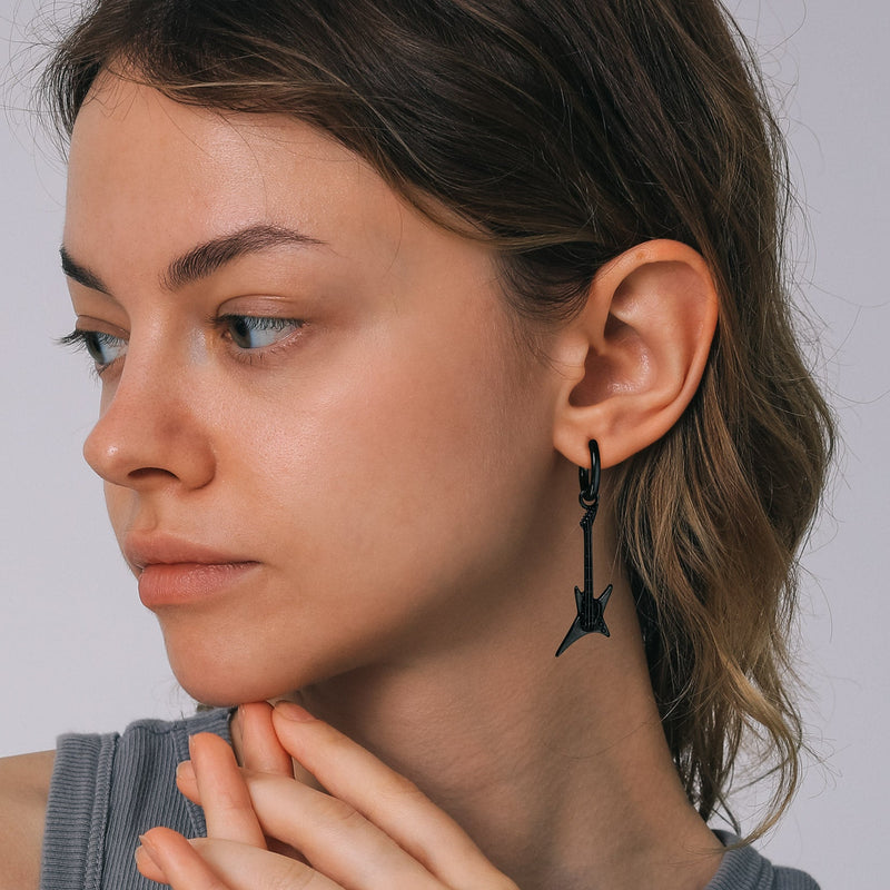 Punk Guitar Hoop Dangle Earrings for
