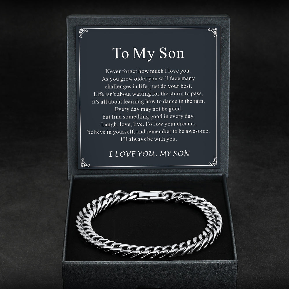 Cuban Chain Bracelet Gift for /dad/son, 8/12/17mm Width