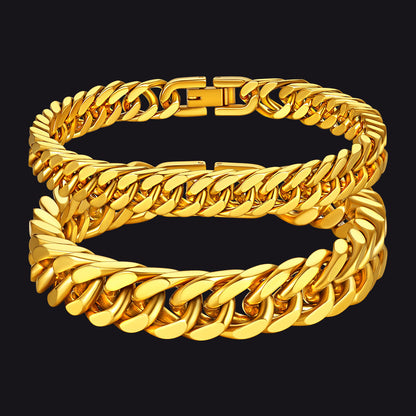 Cuban Link Chain Bracelets Set for Couple, 8/12mm Width