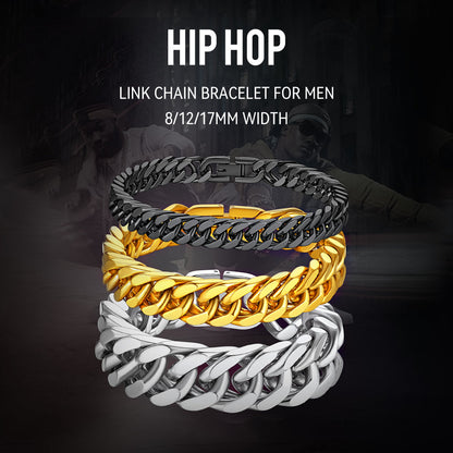 Miami Cuban Link Chain Bracelet for in Stainless Steel