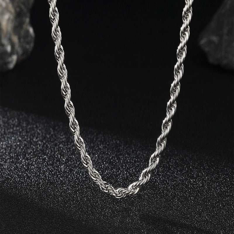 Twisted Rope Link Chain Stainless Steel Necklace for