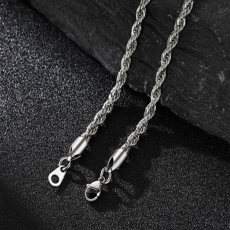 3mm Twisted Rope Chain & 6mm Miami Cuban Chain Set for