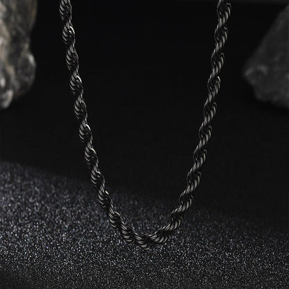 Twisted Rope Link Chain Stainless Steel Necklace for