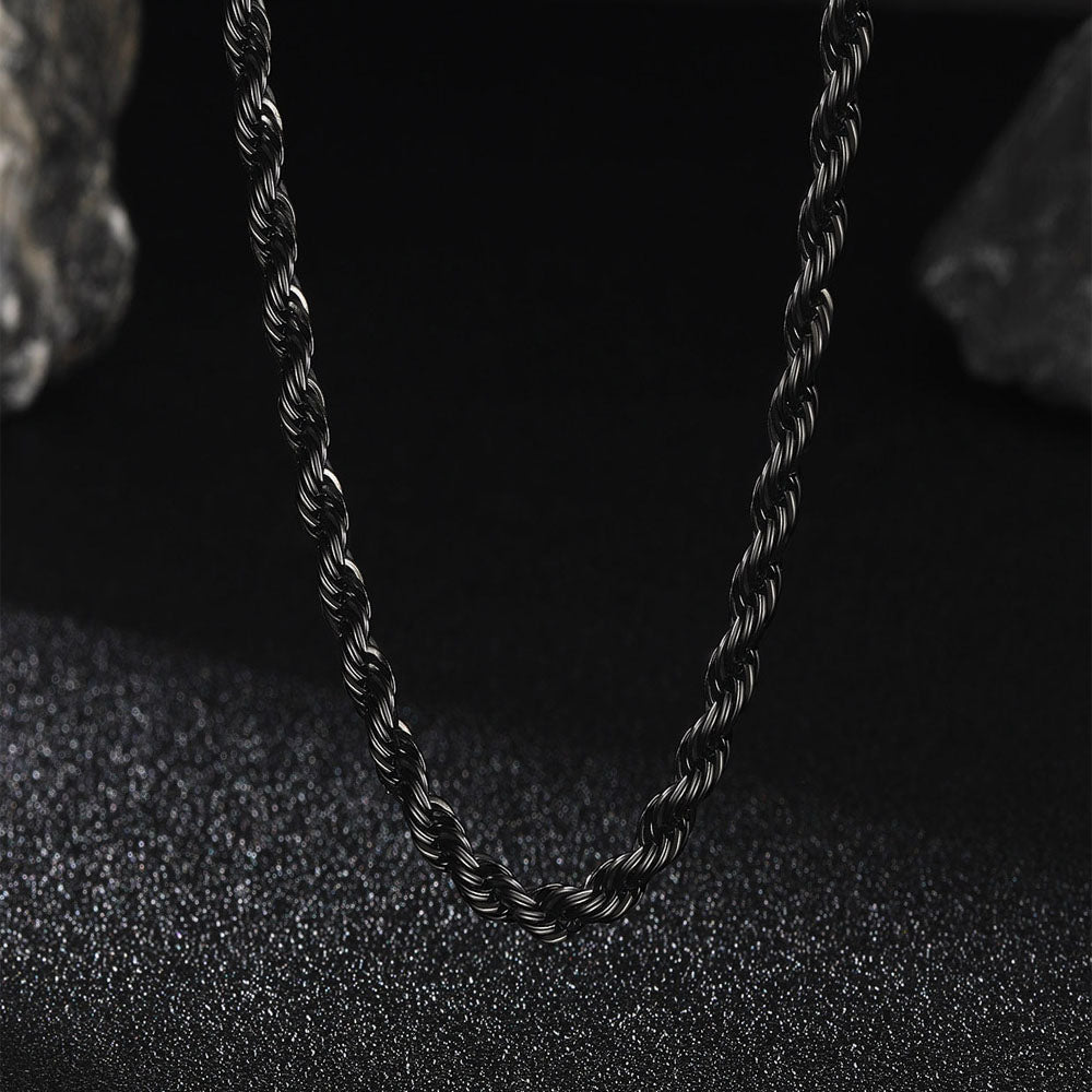 3mm & 6mm Twisted Rope Link Chain Layered Necklaces Set for